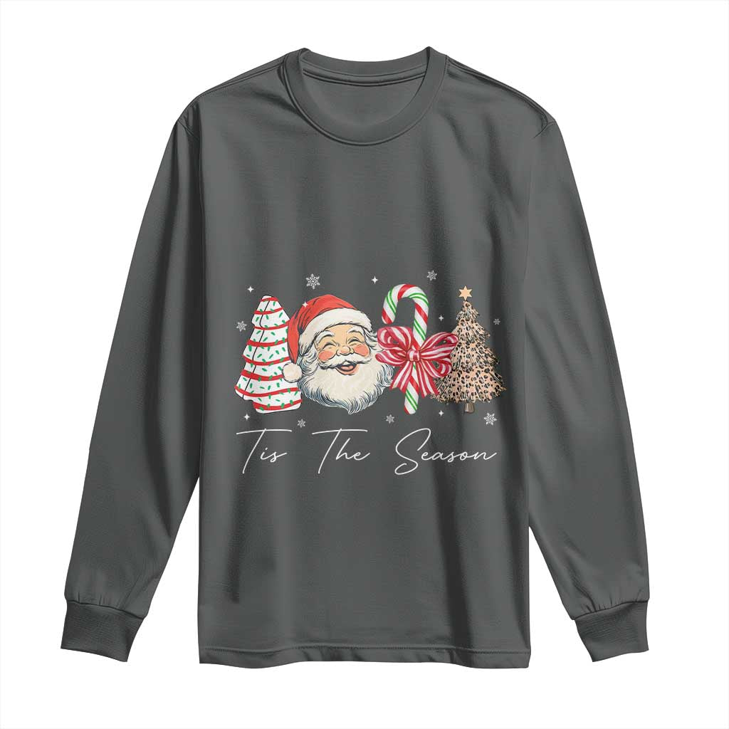 Funny Tis The Season Christmas Long Sleeve Shirt Xmas Holiday Family Matching Santa Xmas Tree TS11 Dark Heather Print Your Wear