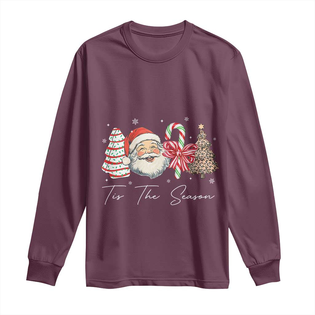 Funny Tis The Season Christmas Long Sleeve Shirt Xmas Holiday Family Matching Santa Xmas Tree TS11 Maroon Print Your Wear