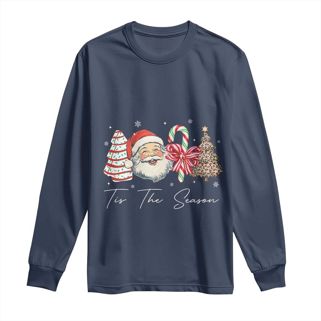 Funny Tis The Season Christmas Long Sleeve Shirt Xmas Holiday Family Matching Santa Xmas Tree TS11 Navy Print Your Wear