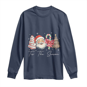 Funny Tis The Season Christmas Long Sleeve Shirt Xmas Holiday Family Matching Santa Xmas Tree TS11 Navy Print Your Wear