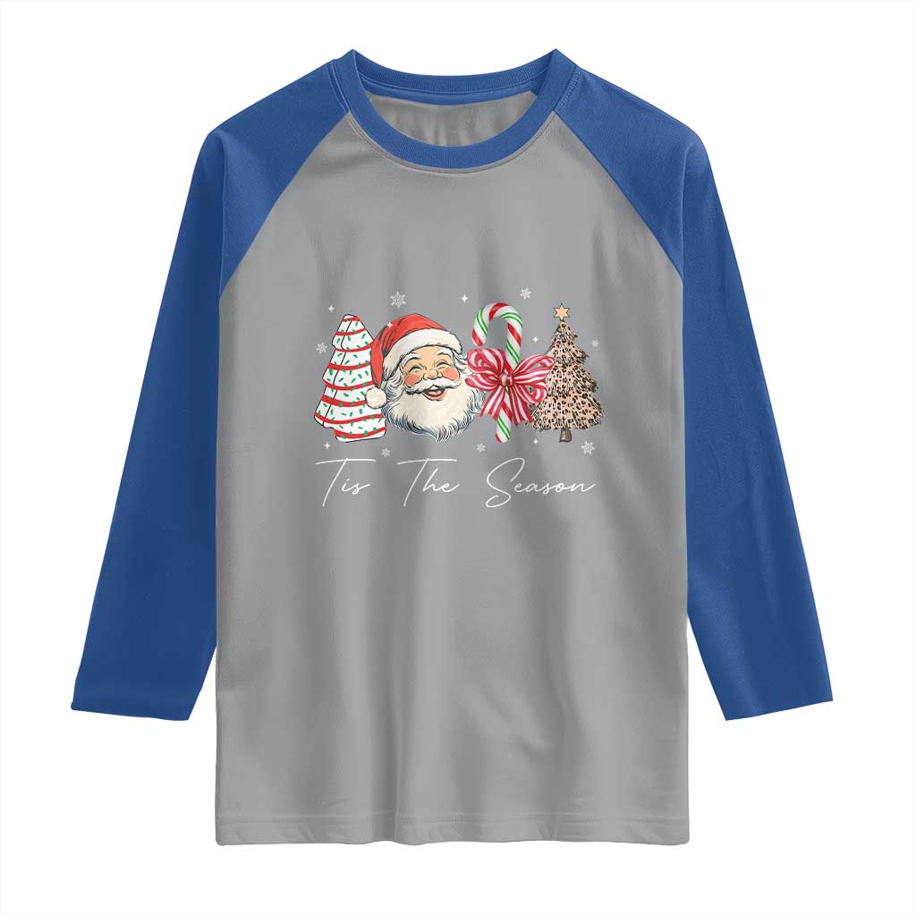 Funny Tis The Season Christmas Raglan Shirt Xmas Holiday Family Matching Santa Xmas Tree TS11 Sport Gray Royal Print Your Wear