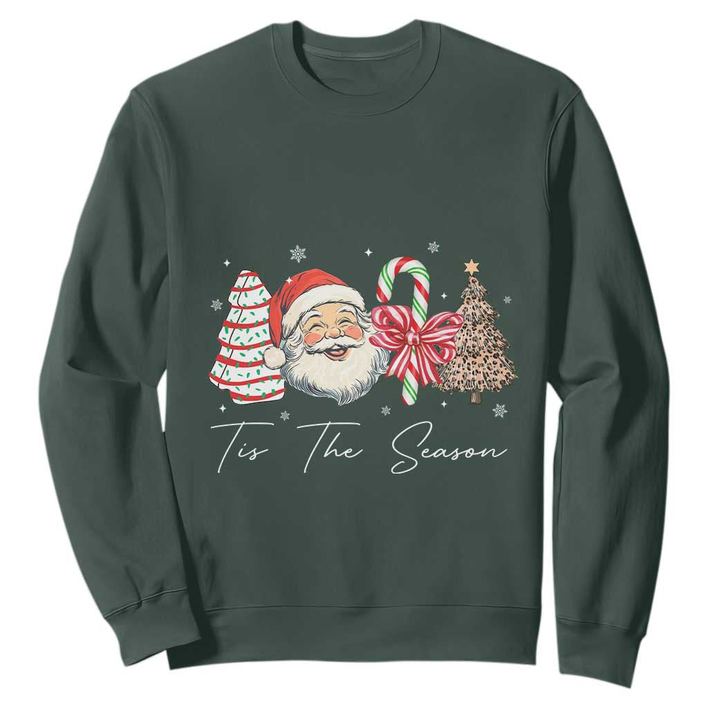 Funny Tis The Season Christmas Sweatshirt Xmas Holiday Family Matching Santa Xmas Tree TS11 Dark Forest Green Print Your Wear