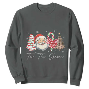 Funny Tis The Season Christmas Sweatshirt Xmas Holiday Family Matching Santa Xmas Tree TS11 Dark Heather Print Your Wear