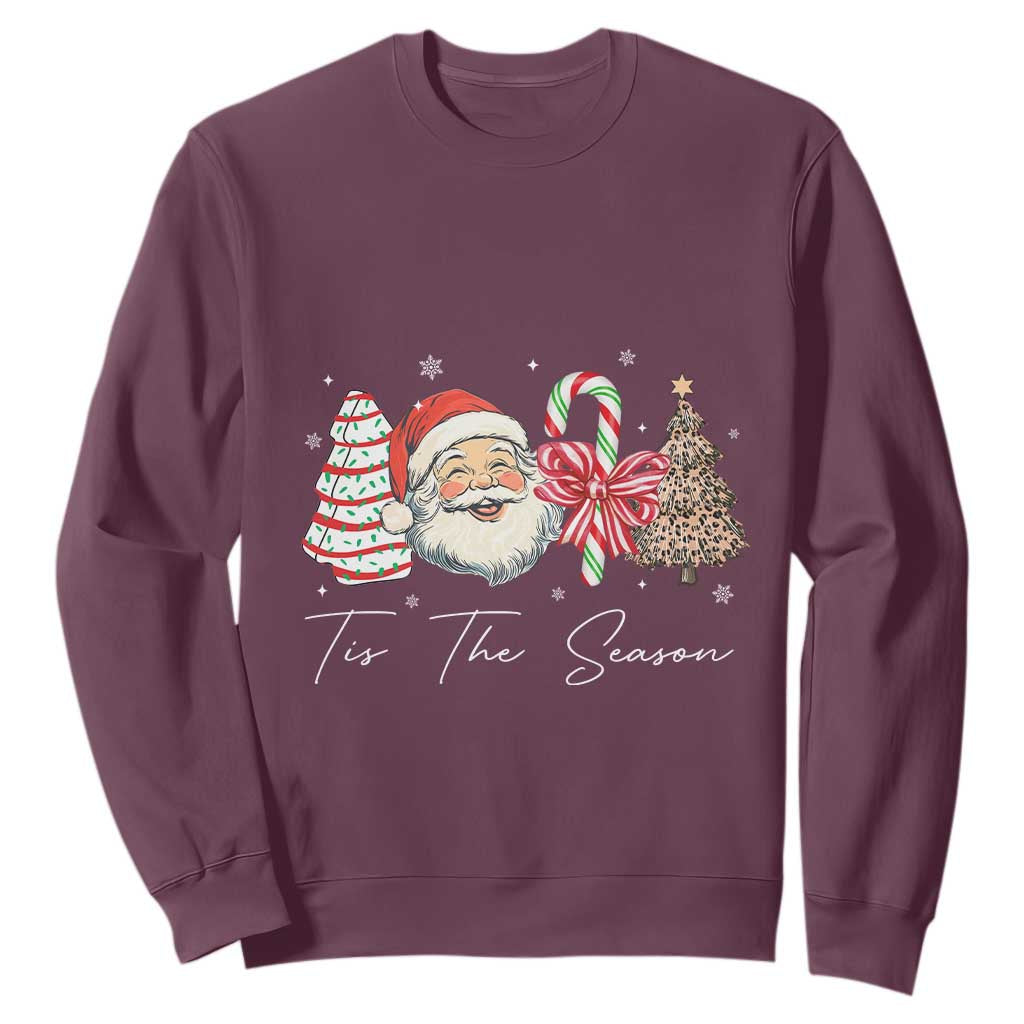 Funny Tis The Season Christmas Sweatshirt Xmas Holiday Family Matching Santa Xmas Tree TS11 Maroon Print Your Wear