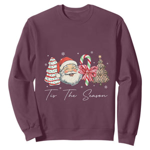 Funny Tis The Season Christmas Sweatshirt Xmas Holiday Family Matching Santa Xmas Tree TS11 Maroon Print Your Wear