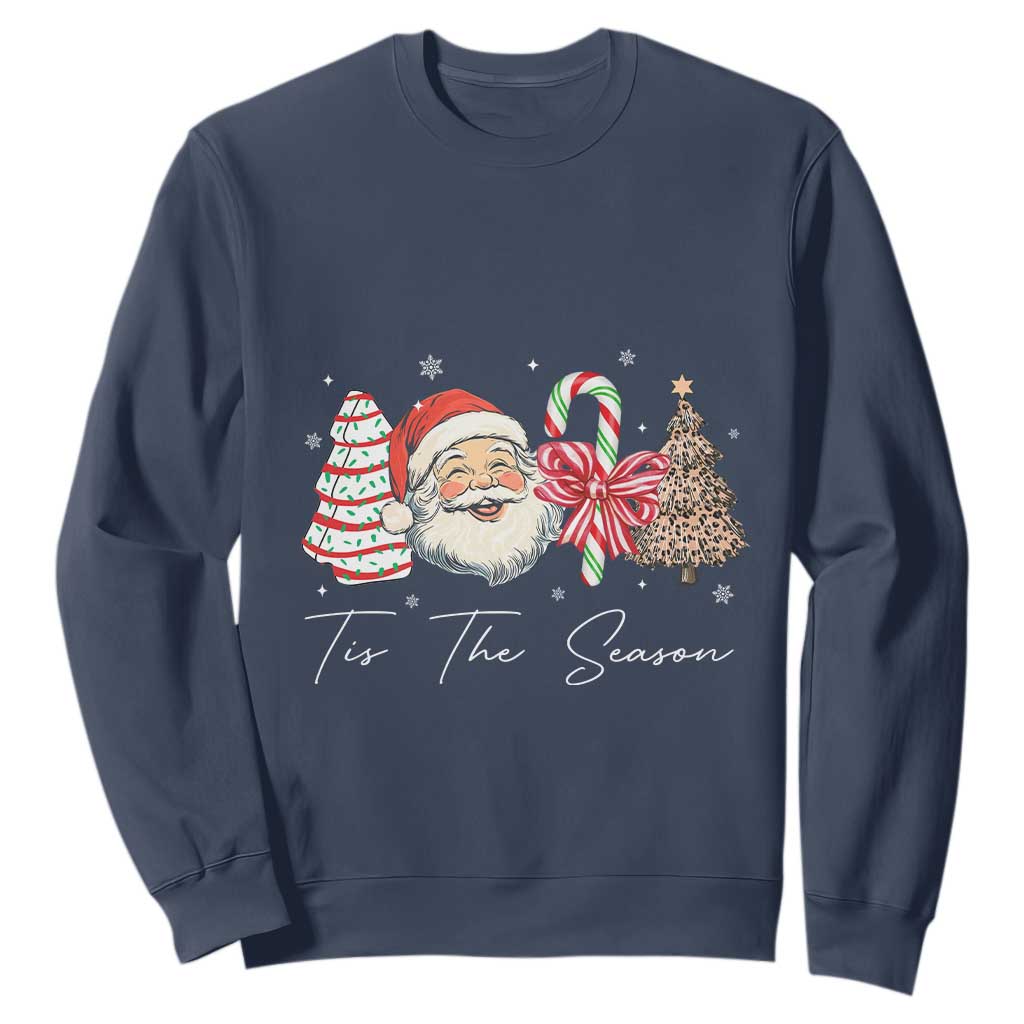 Funny Tis The Season Christmas Sweatshirt Xmas Holiday Family Matching Santa Xmas Tree TS11 Navy Print Your Wear