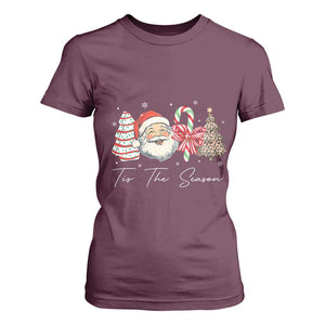 Funny Tis The Season Christmas T Shirt For Women Xmas Holiday Family Matching Santa Xmas Tree TS11 Maroon Print Your Wear