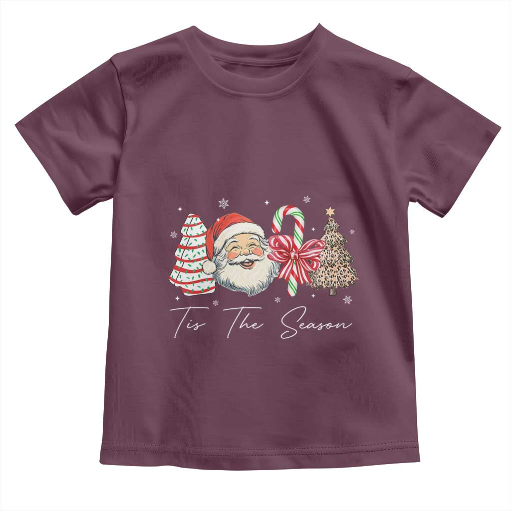 Funny Tis The Season Christmas Toddler T Shirt Xmas Holiday Family Matching Santa Xmas Tree TS11 Maroon Print Your Wear