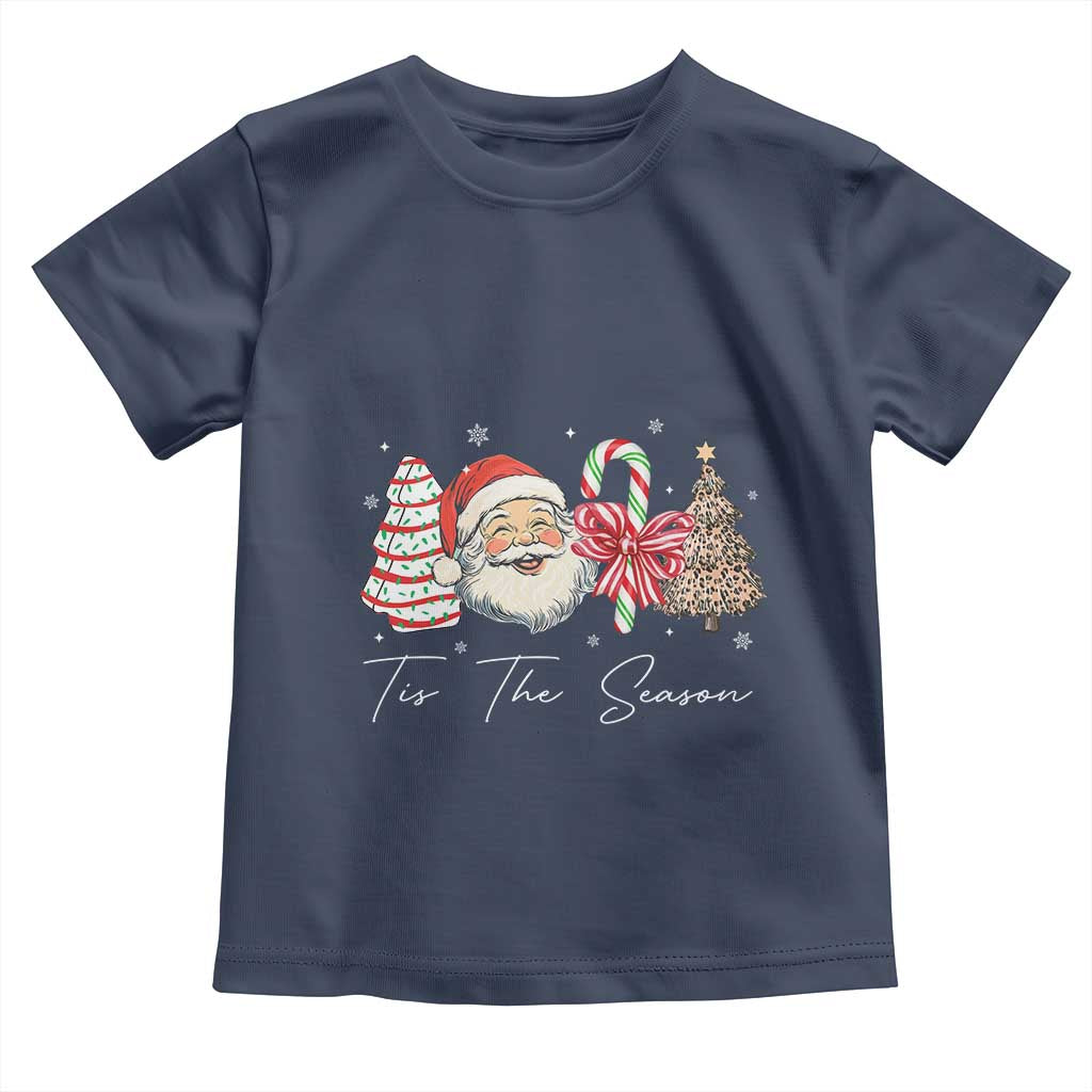 Funny Tis The Season Christmas Toddler T Shirt Xmas Holiday Family Matching Santa Xmas Tree TS11 Navy Print Your Wear