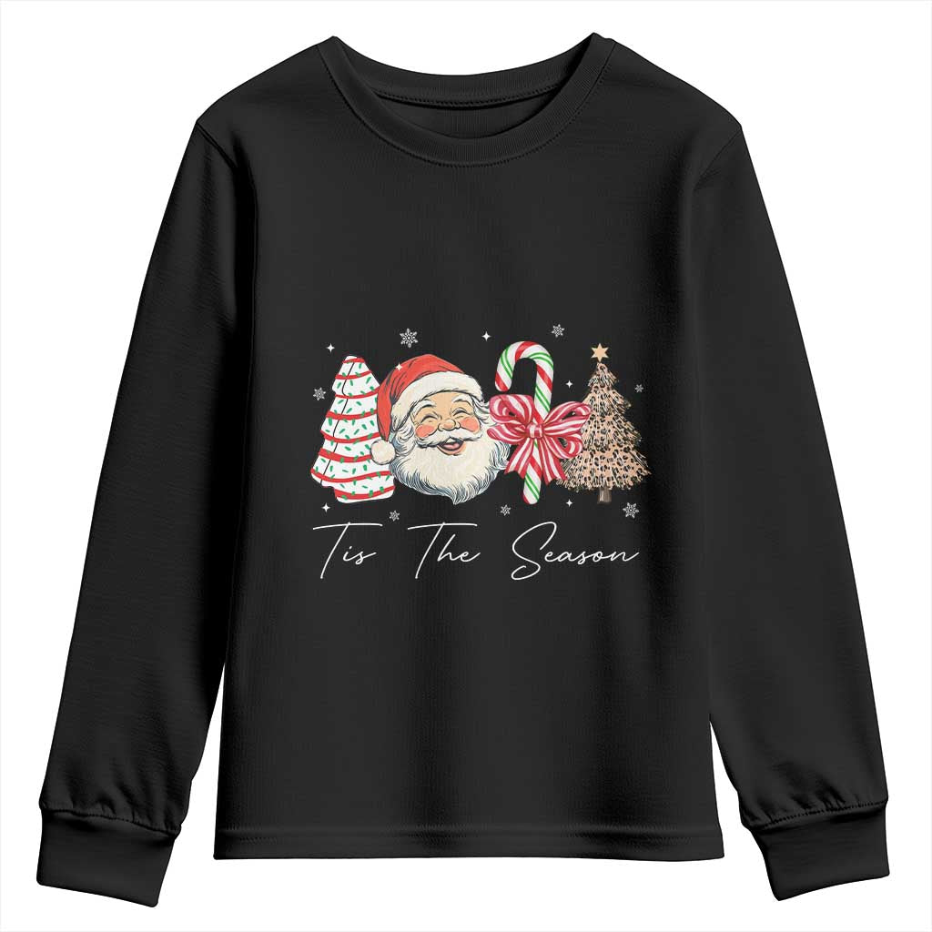 Funny Tis The Season Christmas Youth Sweatshirt Xmas Holiday Family Matching Santa Xmas Tree TS11 Black Print Your Wear