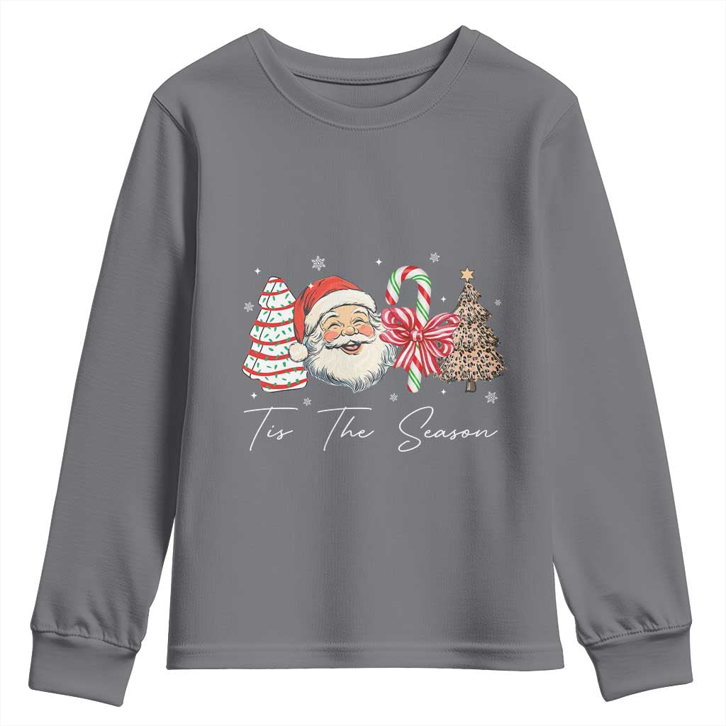 Funny Tis The Season Christmas Youth Sweatshirt Xmas Holiday Family Matching Santa Xmas Tree TS11 Charcoal Print Your Wear