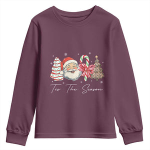 Funny Tis The Season Christmas Youth Sweatshirt Xmas Holiday Family Matching Santa Xmas Tree TS11 Maroon Print Your Wear