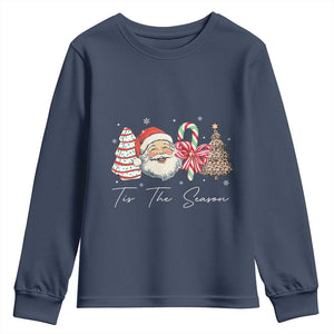 Funny Tis The Season Christmas Youth Sweatshirt Xmas Holiday Family Matching Santa Xmas Tree TS11 Navy Print Your Wear