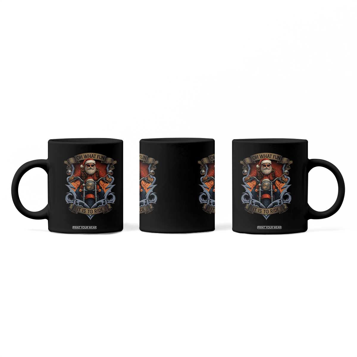 Funny Christmas Motorcycle Santa Coffee Mug Oh What Fun It Is To Ride Xmas Biker TS11 Print Your Wear