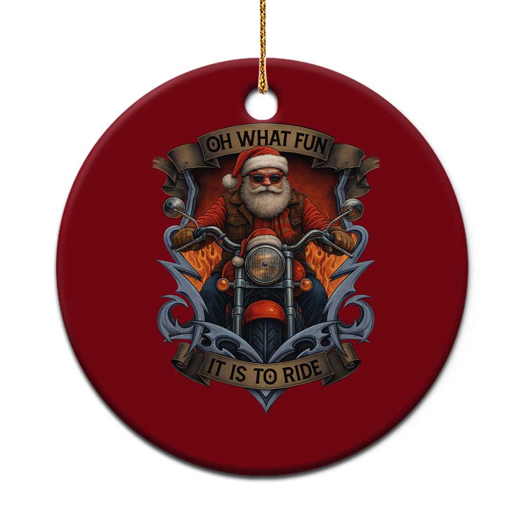 Funny Christmas Motorcycle Santa Ceramic Ornament Oh What Fun It Is To Ride Xmas Biker TS11 1pc Red Print Your Wear
