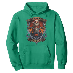 Funny Christmas Motorcycle Santa Hoodie Oh What Fun It Is To Ride Xmas Biker TS11 Irish Green Print Your Wear