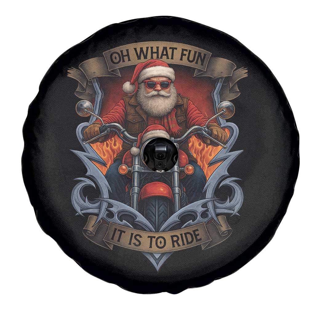 Funny Christmas Motorcycle Santa Spare Tire Cover Oh What Fun It Is To Ride Xmas Biker TS11 Print Your Wear