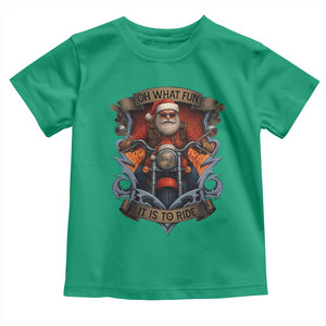 Funny Christmas Motorcycle Santa Toddler T Shirt Oh What Fun It Is To Ride Xmas Biker TS11 Irish Green Print Your Wear