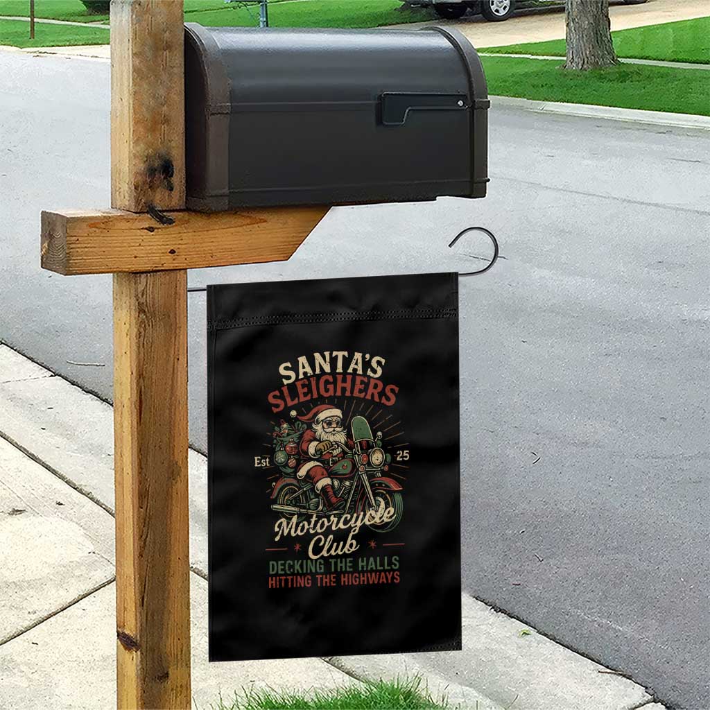 Funny Christmas Motorcycle Biker Garden Flag Santas Sleighers Motorcycle Club Decking The Halls TS11 Print Your Wear
