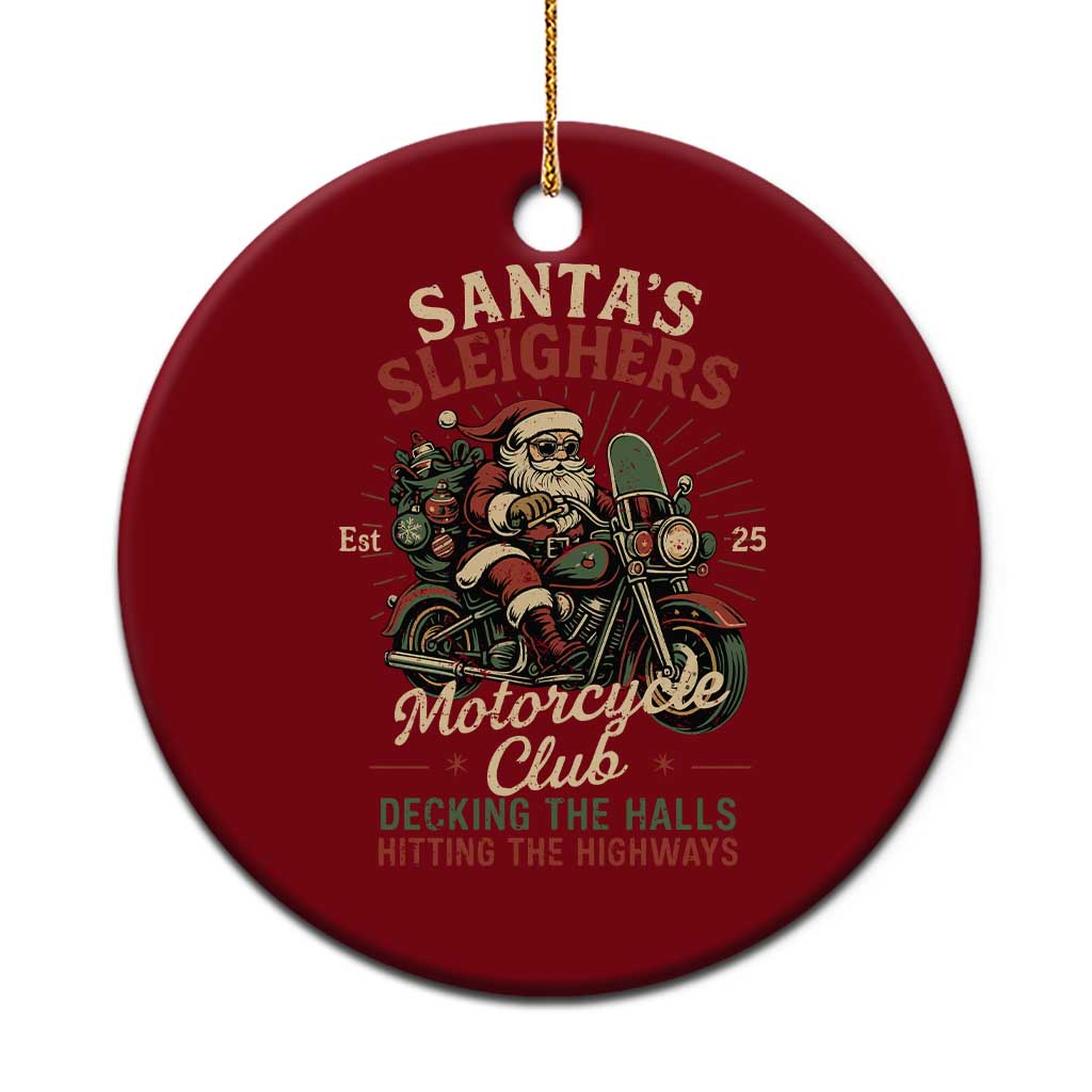 Funny Christmas Motorcycle Biker Ceramic Ornament Santas Sleighers Motorcycle Club Decking The Halls TS11 1pc Red Print Your Wear