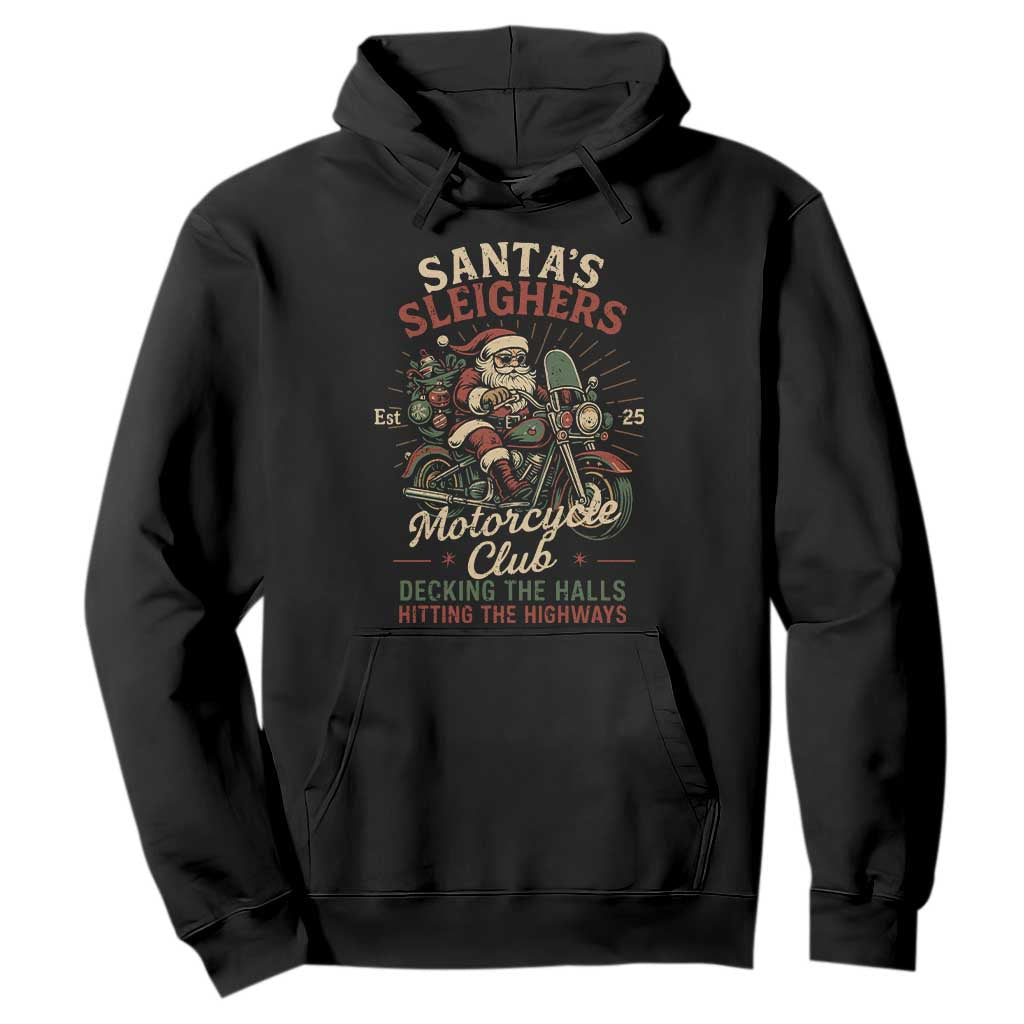 Funny Christmas Motorcycle Biker Hoodie Santas Sleighers Motorcycle Club Decking The Halls TS11 Black Print Your Wear