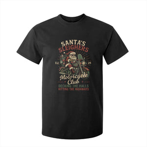 Funny Christmas Motorcycle Biker T Shirt For Kid Santas Sleighers Motorcycle Club Decking The Halls TS11 Black Print Your Wear