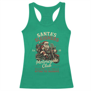 Funny Christmas Motorcycle Biker Racerback Tank Top Santas Sleighers Motorcycle Club Decking The Halls TS11 Irish Green Print Your Wear