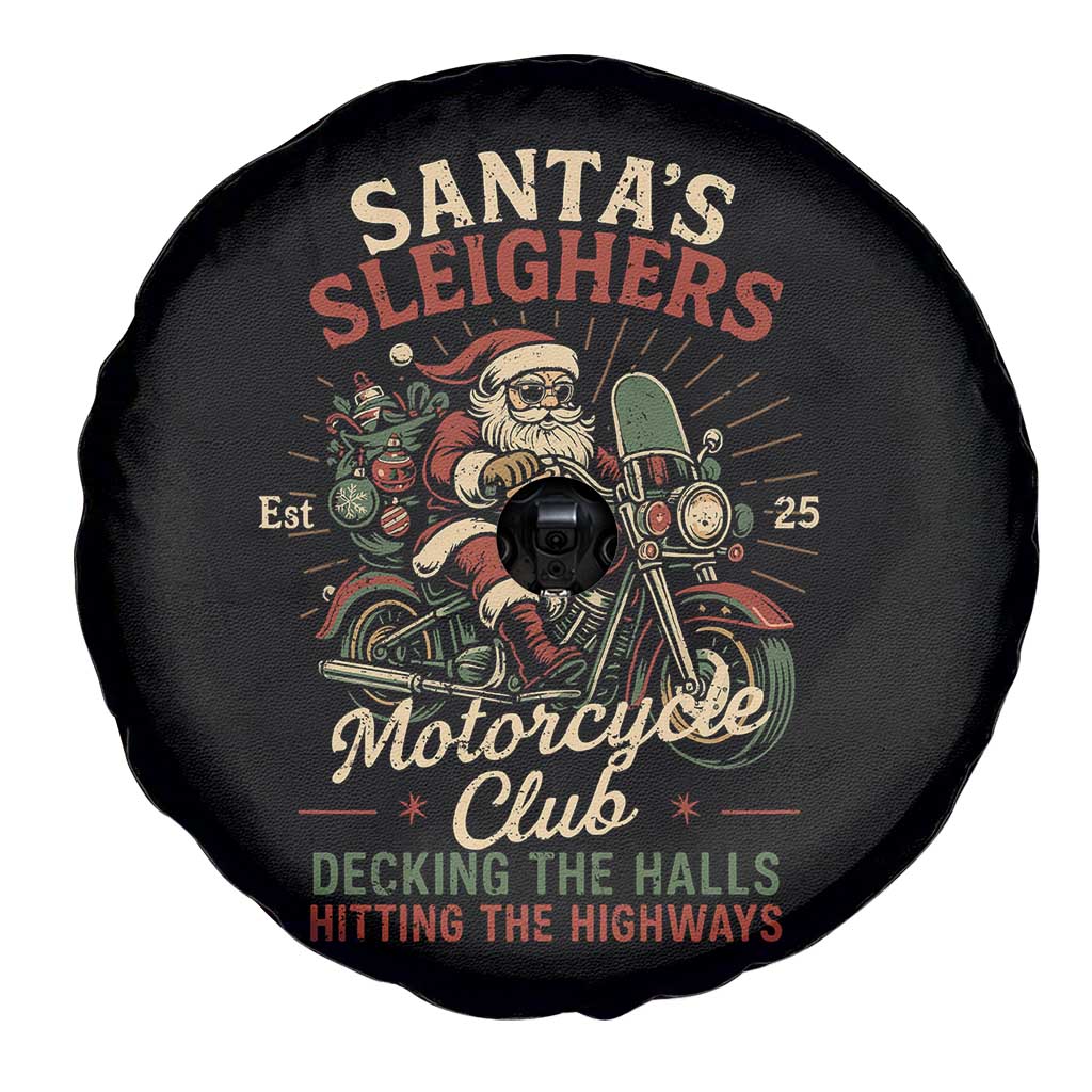 Funny Christmas Motorcycle Biker Spare Tire Cover Santas Sleighers Motorcycle Club Decking The Halls TS11 Print Your Wear