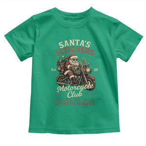 Funny Christmas Motorcycle Biker Toddler T Shirt Santas Sleighers Motorcycle Club Decking The Halls TS11 Irish Green Print Your Wear