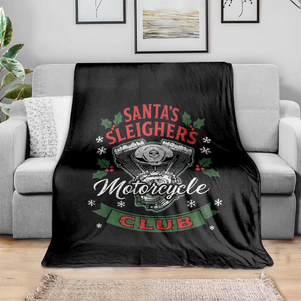 Christmas Motorcycle Biker Throw Blanket Santas Sleighers Motorcycle Club TS11 Print Your Wear