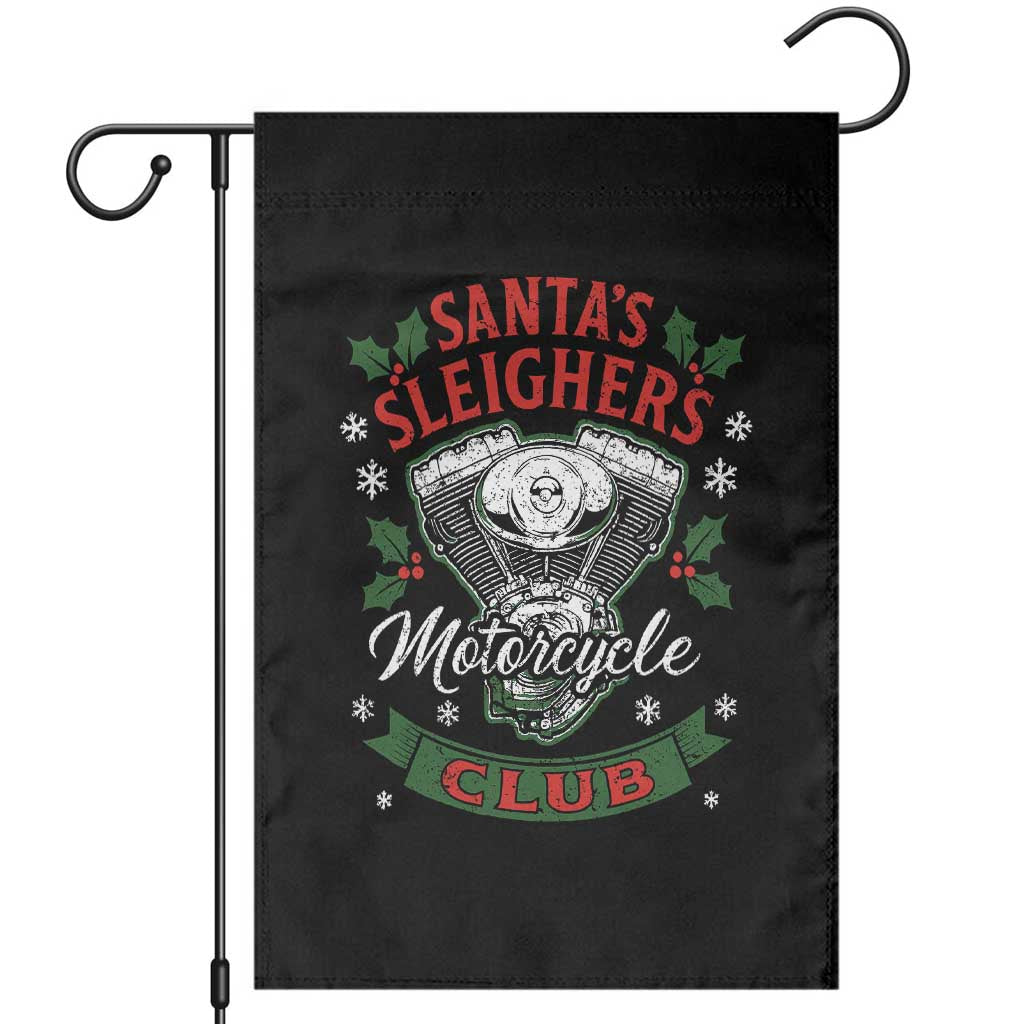 Christmas Motorcycle Biker Garden Flag Santas Sleighers Motorcycle Club TS11 Black Print Your Wear