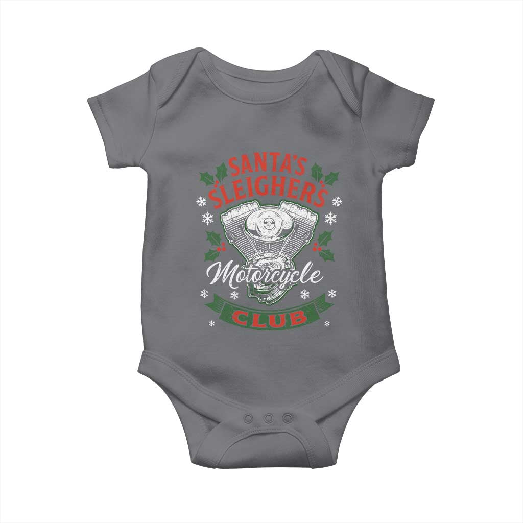 Christmas Motorcycle Biker Baby Onesie Santas Sleighers Motorcycle Club TS11 Charcoal Print Your Wear