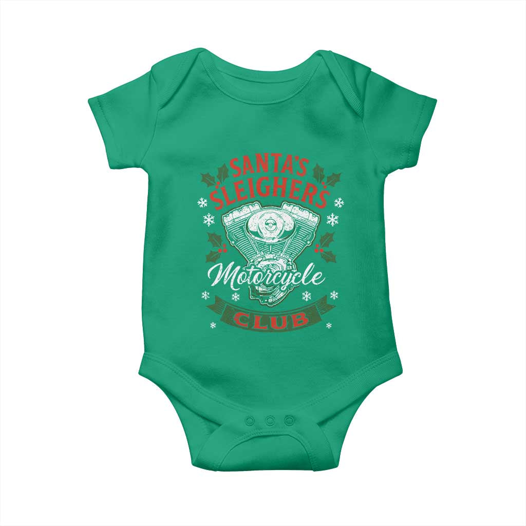 Christmas Motorcycle Biker Baby Onesie Santas Sleighers Motorcycle Club TS11 Irish Green Print Your Wear