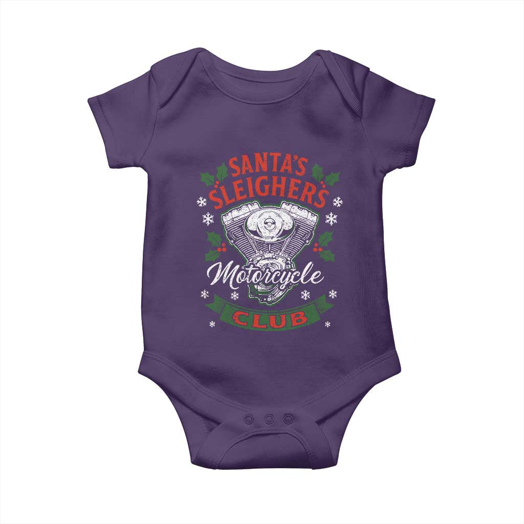 Christmas Motorcycle Biker Baby Onesie Santas Sleighers Motorcycle Club TS11 Purple Print Your Wear