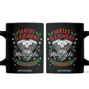 Christmas Motorcycle Biker Coffee Mug Santas Sleighers Motorcycle Club TS11 Black Print Your Wear