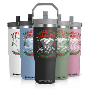 Christmas Motorcycle Biker Flip Straw Tumbler Santas Sleighers Motorcycle Club TS11 Print Your Wear