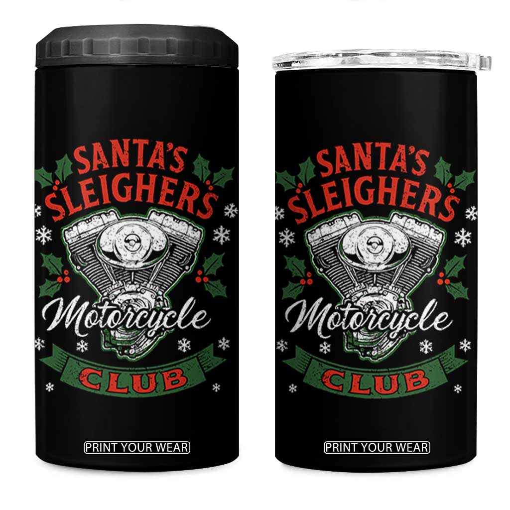 Christmas Motorcycle Biker 4 in 1 Can Cooler Tumbler Santas Sleighers Motorcycle Club TS11 One Size: 16 oz Black Print Your Wear