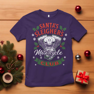 Christmas Motorcycle Biker T Shirt Santas Sleighers Motorcycle Club TS11 Purple Print Your Wear