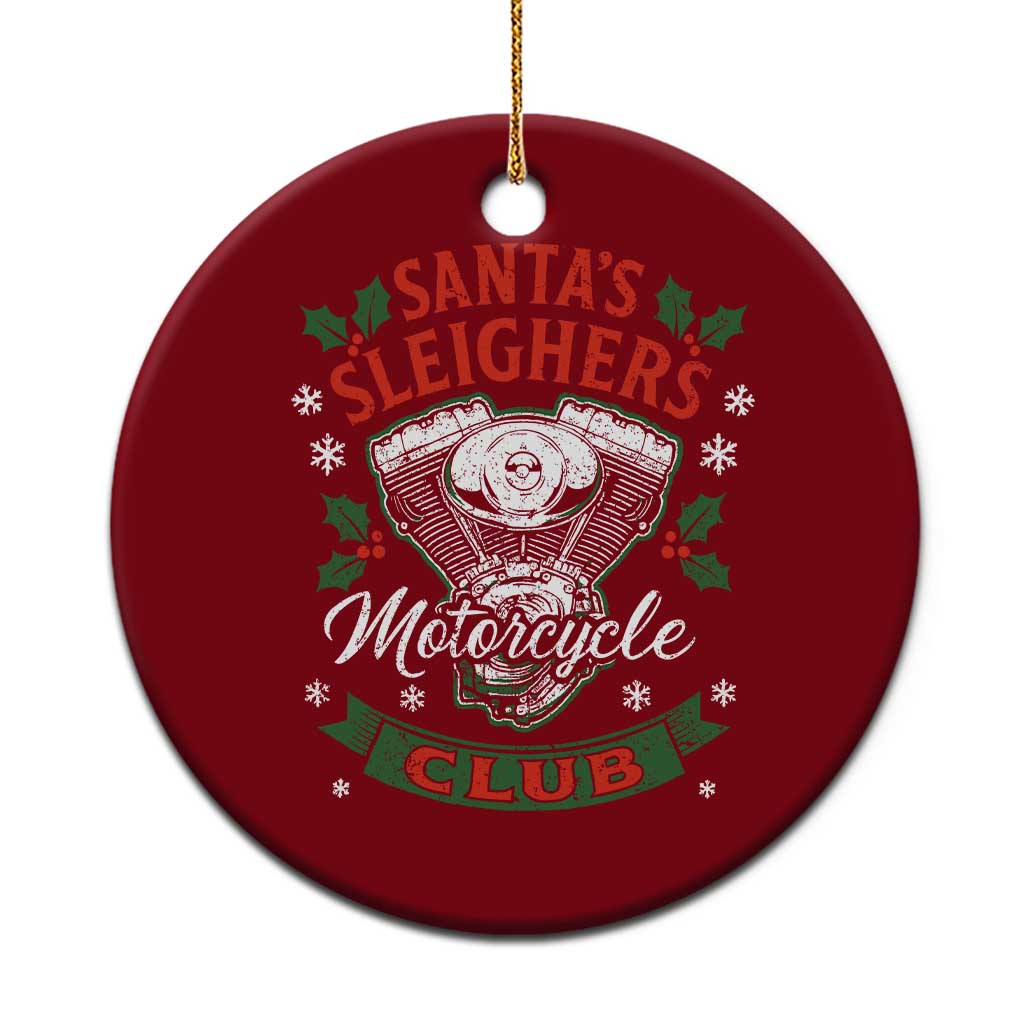 Christmas Motorcycle Biker Ceramic Ornament Santas Sleighers Motorcycle Club TS11 1pc Red Print Your Wear