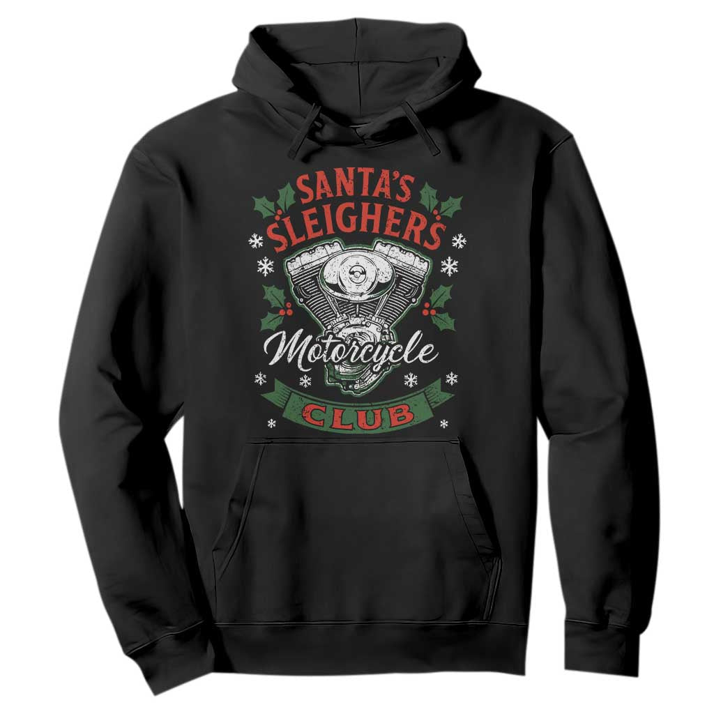 Christmas Motorcycle Biker Hoodie Santas Sleighers Motorcycle Club TS11 Black Print Your Wear