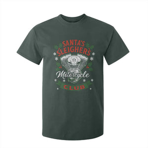 Christmas Motorcycle Biker T Shirt For Kid Santas Sleighers Motorcycle Club TS11 Dark Forest Green Print Your Wear