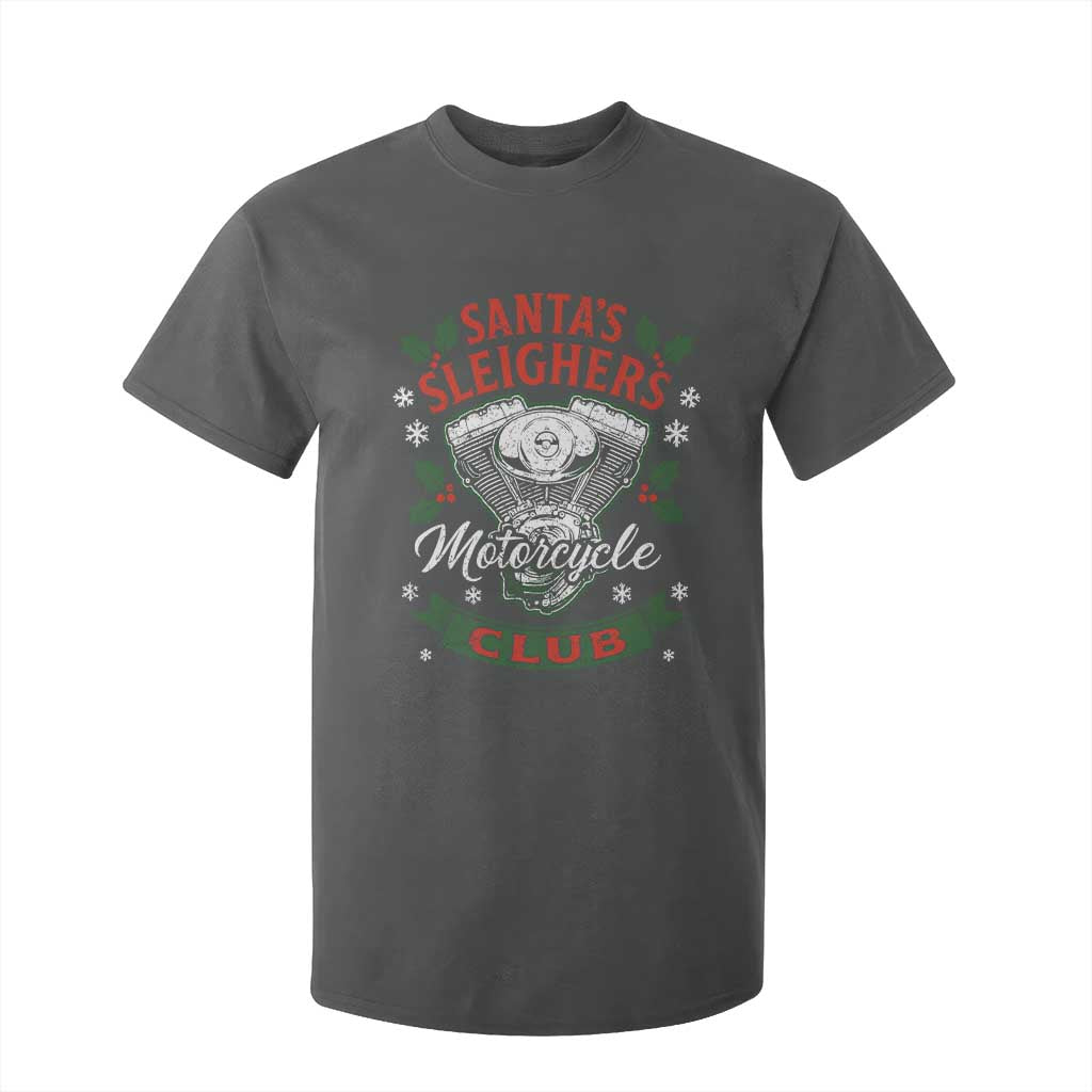 Christmas Motorcycle Biker T Shirt For Kid Santas Sleighers Motorcycle Club TS11 Dark Heather Print Your Wear