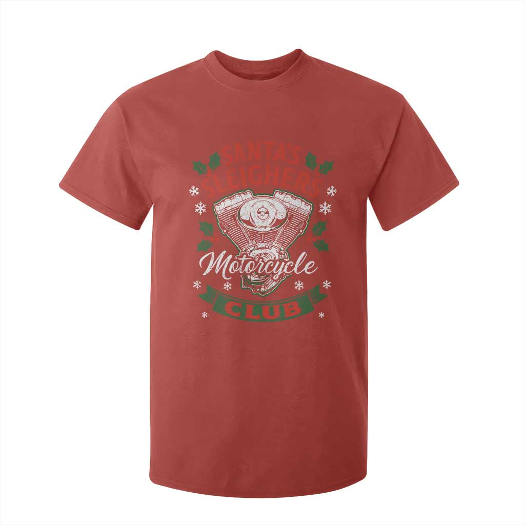 Christmas Motorcycle Biker T Shirt For Kid Santas Sleighers Motorcycle Club TS11 Red Print Your Wear