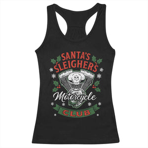 Christmas Motorcycle Biker Racerback Tank Top Santas Sleighers Motorcycle Club TS11 Black Print Your Wear