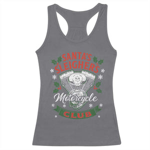 Christmas Motorcycle Biker Racerback Tank Top Santas Sleighers Motorcycle Club TS11 Charcoal Print Your Wear