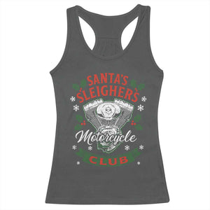 Christmas Motorcycle Biker Racerback Tank Top Santas Sleighers Motorcycle Club TS11 Dark Heather Print Your Wear