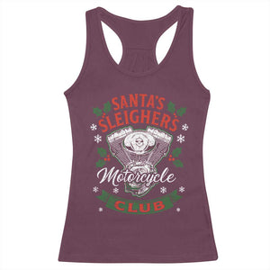 Christmas Motorcycle Biker Racerback Tank Top Santas Sleighers Motorcycle Club TS11 Maroon Print Your Wear