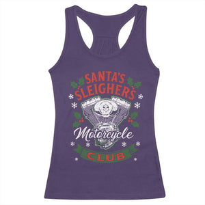 Christmas Motorcycle Biker Racerback Tank Top Santas Sleighers Motorcycle Club TS11 Purple Print Your Wear