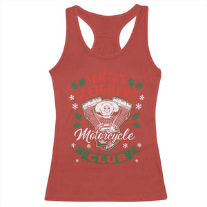 Christmas Motorcycle Biker Racerback Tank Top Santas Sleighers Motorcycle Club TS11 Red Print Your Wear