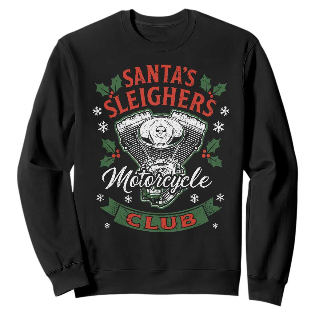 Christmas Motorcycle Biker Sweatshirt Santas Sleighers Motorcycle Club TS11 Black Print Your Wear
